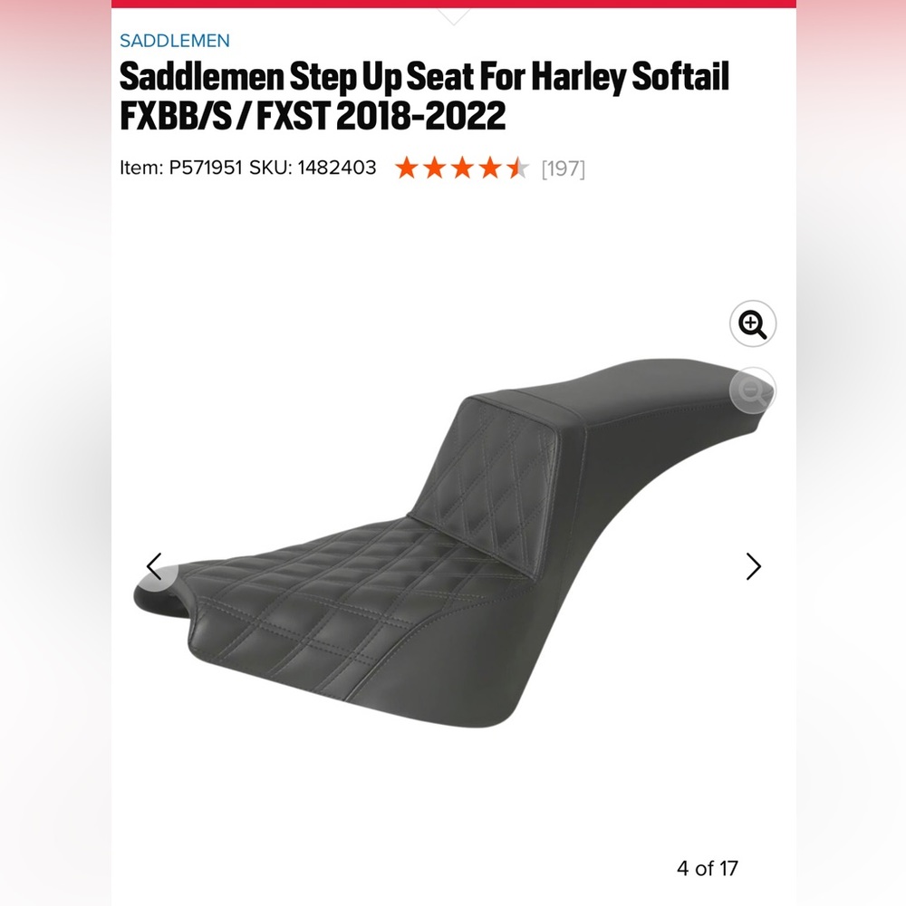 Saddlemen Step Up Seat for  2022 Harley Davidson Fat Boy